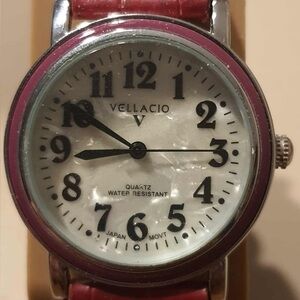 🦋10/$20🦋 Vellacio Red/MOP Leather Women's Watch